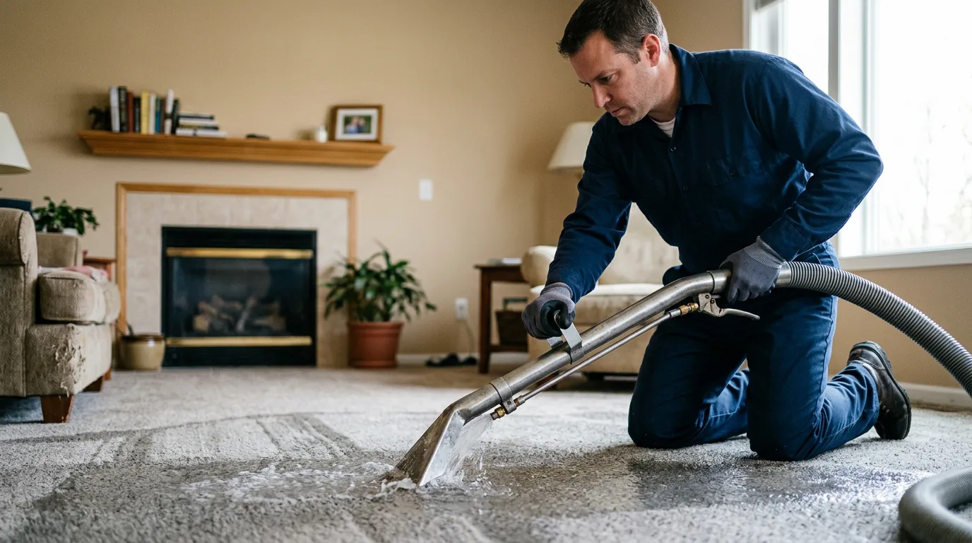 Water damage restoration technician working near Hewett, WV